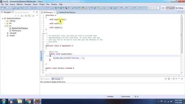 The abstract class implements the interface | Java abstract class | Java Tutorial смотреть онлайн
