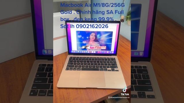 Macbook Air M1/8G/256G Gold . Chính Hãng SA Full Box , đẹp Keng 99,9%