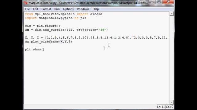 3D Graphs in Matplotlib for Python: Basic 3D Line смотреть онлайн