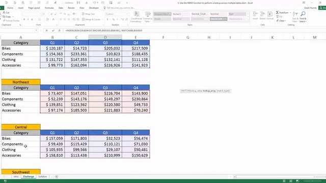 Excel 2016: How To Use the INDEX Function to Perform a Lookup Across Multiple Tables смотреть онлайн