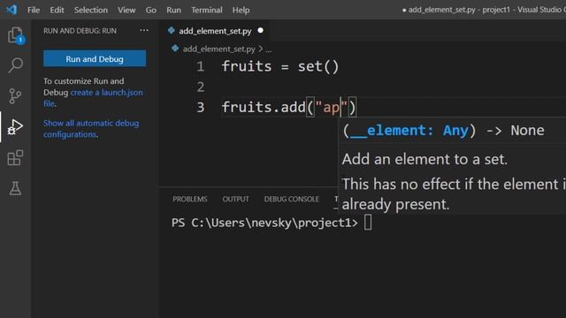 How to add an element to a set in python смотреть онлайн