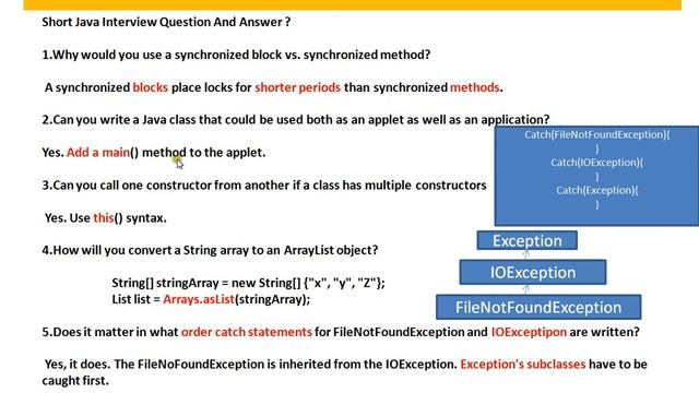 Does it matter in what order catch statements for FileNotFoundException and IOException смотреть онлайн