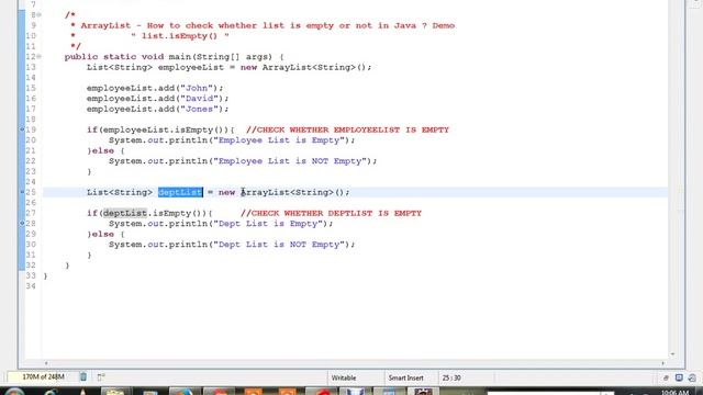 JAVA UTIL ARRAYLIST ISEMPTY METHOD EXAMPLE DEMO смотреть онлайн