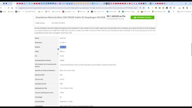 Smartphone Motorola Moto G84 256GB Grafite 5G Snapdragon 695 8GB RAM - Bom e Mais Barato смотреть онлайн