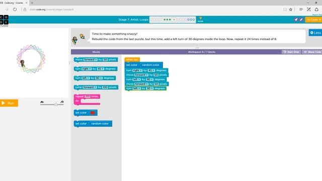 Code.org Course 2, Stage 7 - Puzzle 9 смотреть онлайн