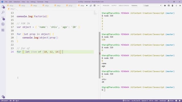 JavaScript - ES6 #10 | Looping Statements - for, for-of, for-in, break, continue | Tharun Shiv смотреть онлайн