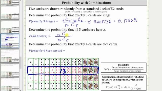 Probability of 5 Card Hands Using Combinations: Part 1 смотреть онлайн