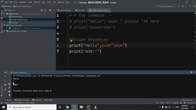 End Command & Escape Sequences in Python | Python Tutorials For Absolute Beginners смотреть онлайн