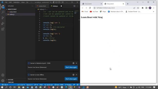 Var, Let and Const in JS | Difference between Var, Let, and Const | Ep. 2 - Hindi смотреть онлайн