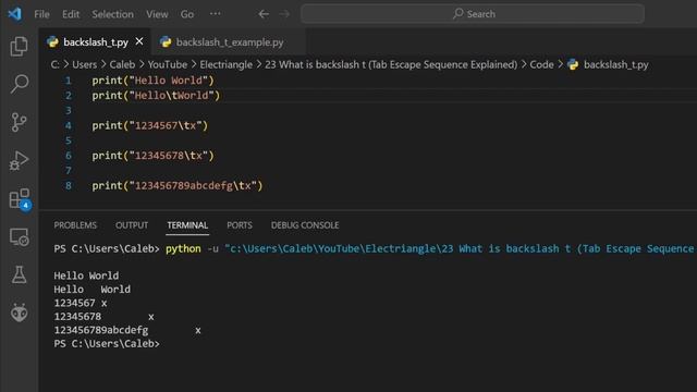 What is \t (backslash t)? Tab Escape Sequence Character Explained. смотреть онлайн