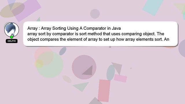 Array : Array Sorting Using A Comparator in Java смотреть онлайн