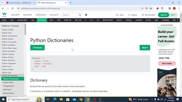 PYTHON LIST AND DICTIONARY смотреть онлайн