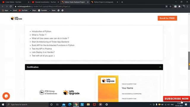 Build Tinder App Backend in 10 Steps With Python | Free Certificate | LetsUpgrade |Beginner Friendl смотреть онлайн
