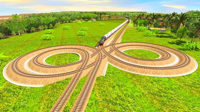 4 FAST TRAINS CROSSING ON RISKY DOUBLE ROTATING RAILROAD TRACK | Train Simulator 2019 смотреть онлайн