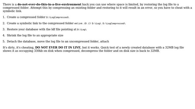Databases: Is it possible to restore sql-server bak and shrink the log at the same time? смотреть онлайн