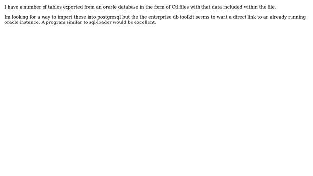 Databases: Loading Oracle ctl export file into postgresql смотреть онлайн