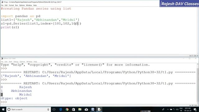 Python Pandas Series | Creation of Series with Lists & Dictionary In Hindi #1 смотреть онлайн