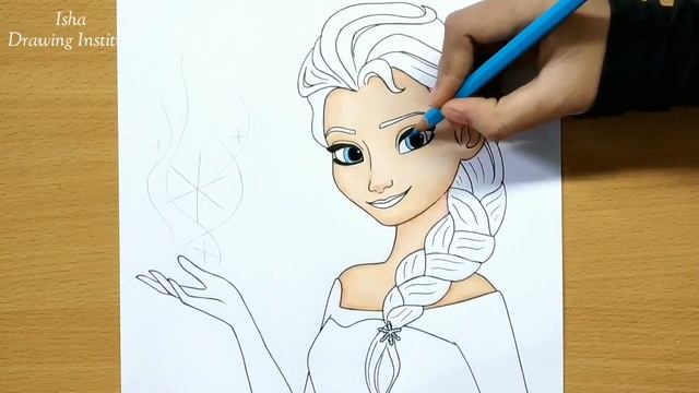 How to draw Disney Princess Elsa | Step by step | Easy Drawing Tutorial For Beginners смотреть онлайн