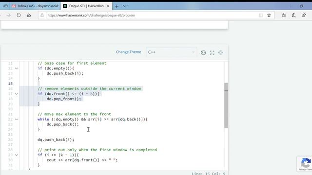 Deque-STL problem hackerrank c++ solution смотреть онлайн
