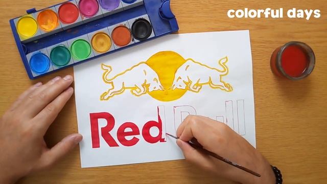 How to draw the Red Bull logo - Wie zeichnet man das Red Bull logo смотреть онлайн