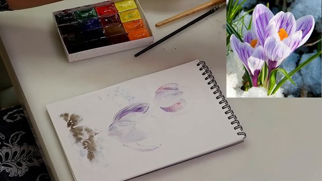 Открытый урок. Рисуем крокусы. ОЧЕНЬ ПРОСТО смотреть онлайн