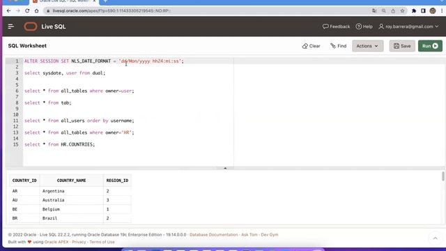 4.07 Oracle Live Sql DateFormat y Language смотреть онлайн