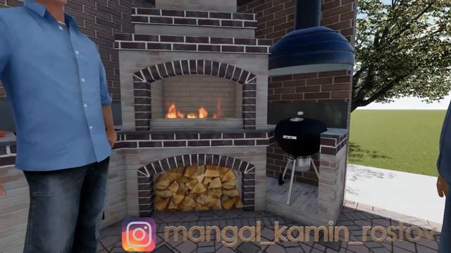 3D Визуализация  беседки с печным комплексом