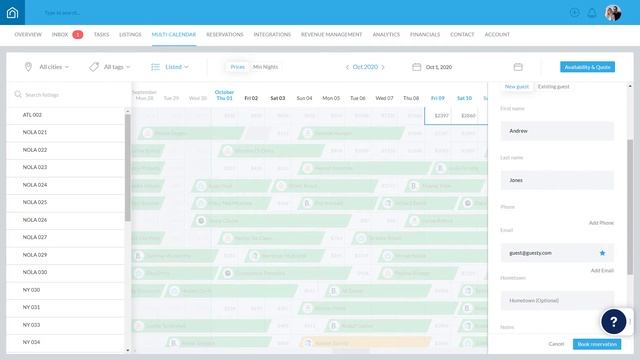 Creating a Reservation via Multi Calendar | Guesty Product Demo смотреть онлайн