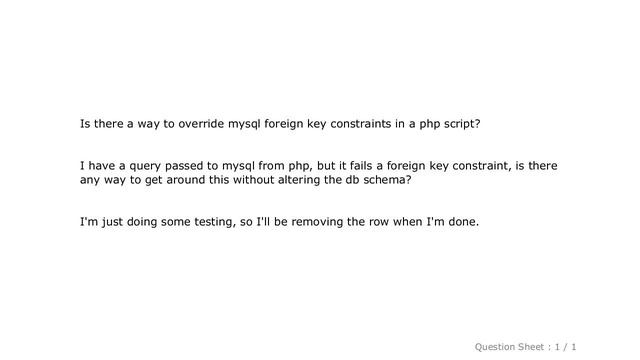 MySQL : Ignore MySQL foreign key constraints in PHP смотреть онлайн