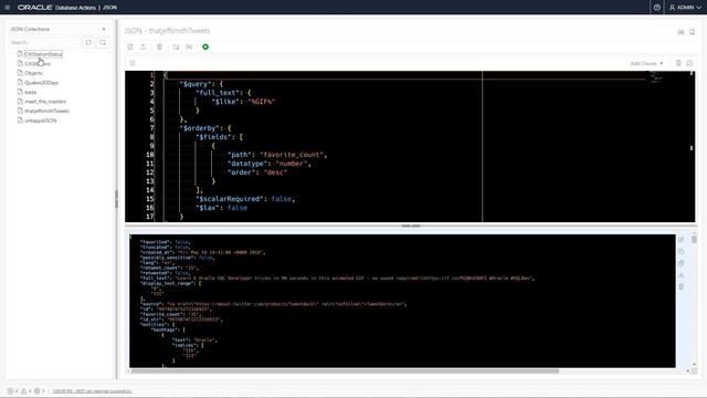 JSON Document Store Web Interface tour for the Oracle Database using SQL Developer Web смотреть онлайн