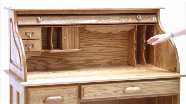 Solid Oak Single Pedestal Roll Top Desk