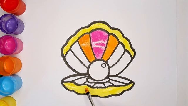 Seashell with pearl Drawing,Painting and Coloring for Kids, Toddlers Easy Drawing смотреть онлайн