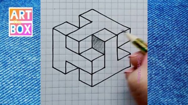 Рисуем необычную 3Д ФИГУРУ ?Drawing interesting 3D FIGURE