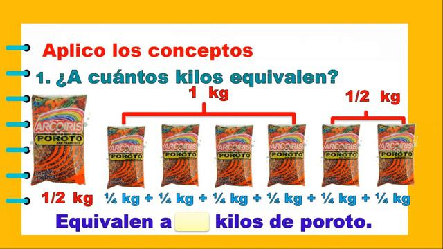 Matemática: Relaciones de equivalencia entre 1 kg, 1/2 kg 1/4 kg y 3/4 kg смотреть онлайн