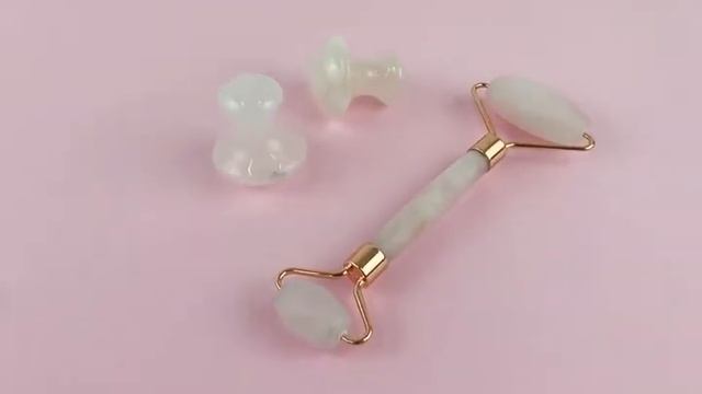 Гуаша скребок и роллер из натурального розового Кварца Guasha.ru смотреть онлайн