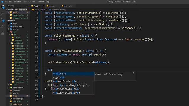#8 - Actual use of useState & useEffect - React Native News App смотреть онлайн