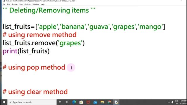 Python lists | Deleting items from lists | List constructor | Python lists | Part 12 | Python 2020 смотреть онлайн