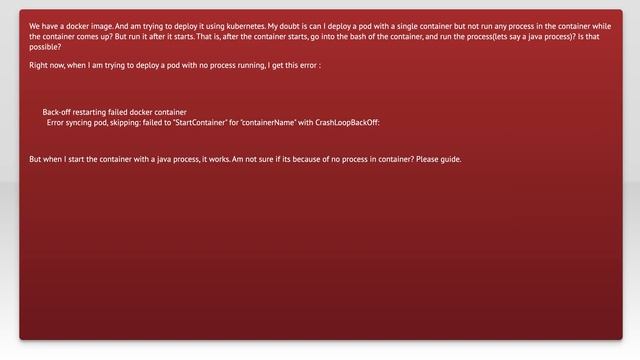 Kubernetes - Can I start a pod with a container without any process? смотреть онлайн