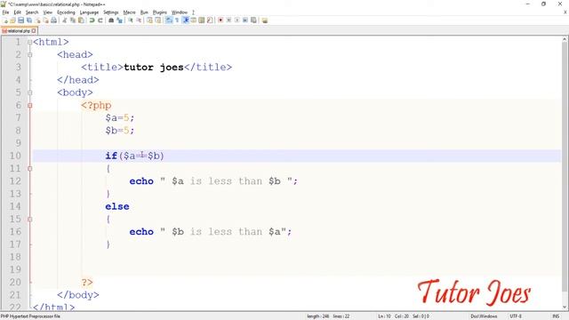Relational Operator In PHP Tamil смотреть онлайн