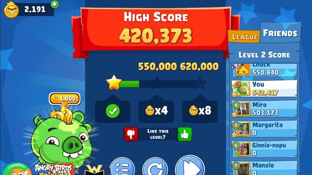 Angry Birds Friends CuPig's Arrow Tournament 1201 Level 2 No Power UP смотреть онлайн