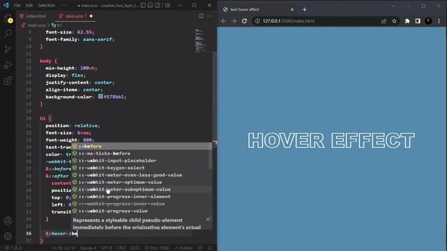 Pure css two layers text hover effect | css tutorial смотреть онлайн