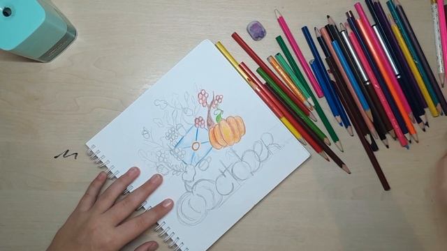 Красивый рисунок для sketchbook на тему ОСЕНЬ. смотреть онлайн