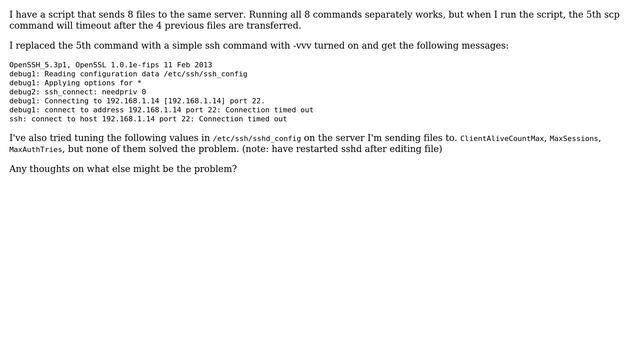 ssh connection timed out after transferring 4 files via scp смотреть онлайн