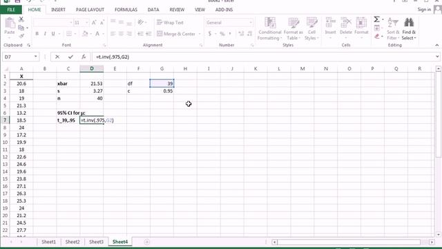 Excel - Confidence Interval for Mean µ смотреть онлайн