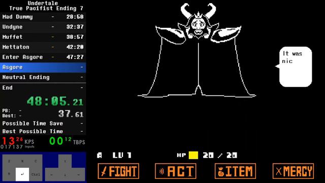 Undertale True Pacifist Ending Speedrun in 1:31:47 смотреть онлайн