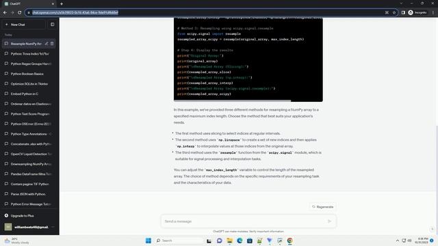 How to resample numpy array with max length of index in python смотреть онлайн