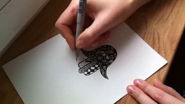 10 урок по рисованию. Хамса. (Зентангл. Дудлинг. Раскраски антистресс.) смотреть онлайн