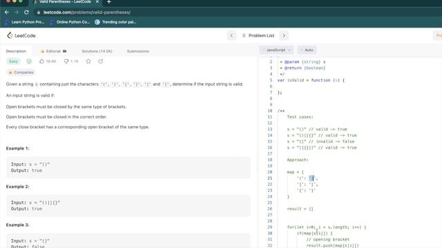 LeetCode 20 | Valid Parentheses - Easy | Javascript смотреть онлайн