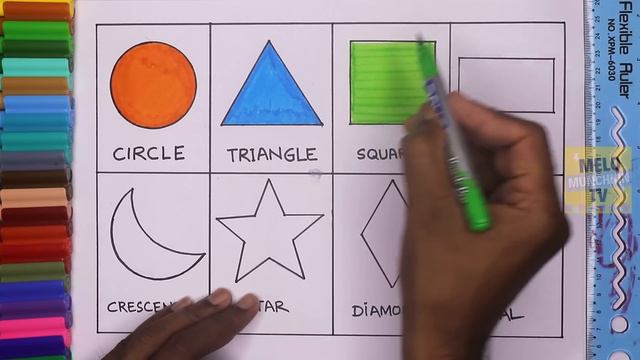 Learn Shapes and colors | Circle, Triangle, Square, Rectangle, Crescent, Star, Diamond, Oval смотреть онлайн