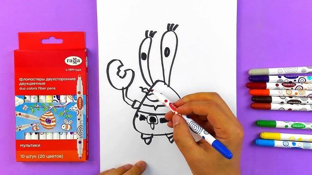 Рисуем КРАБСА из мультика Губка Боб - просто рисуем для детей смотреть онлайн